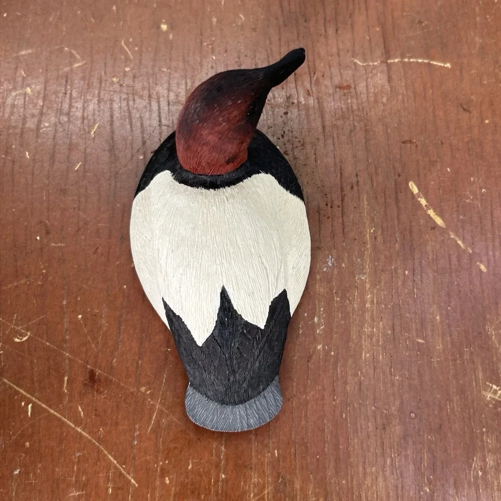 Joe Weaver Signed Miniature Canvasback Duck Decoy Hand Carved Wood Folk Art